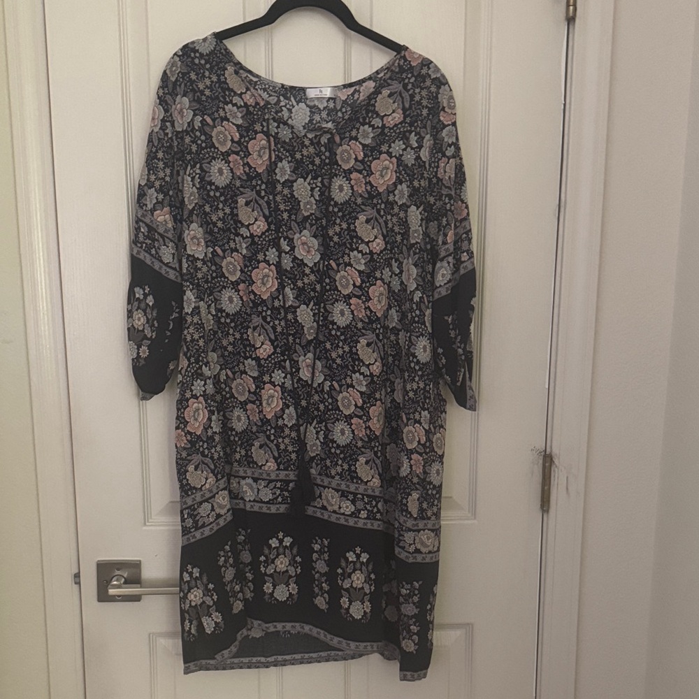 Floral Midi Dress - Black and White